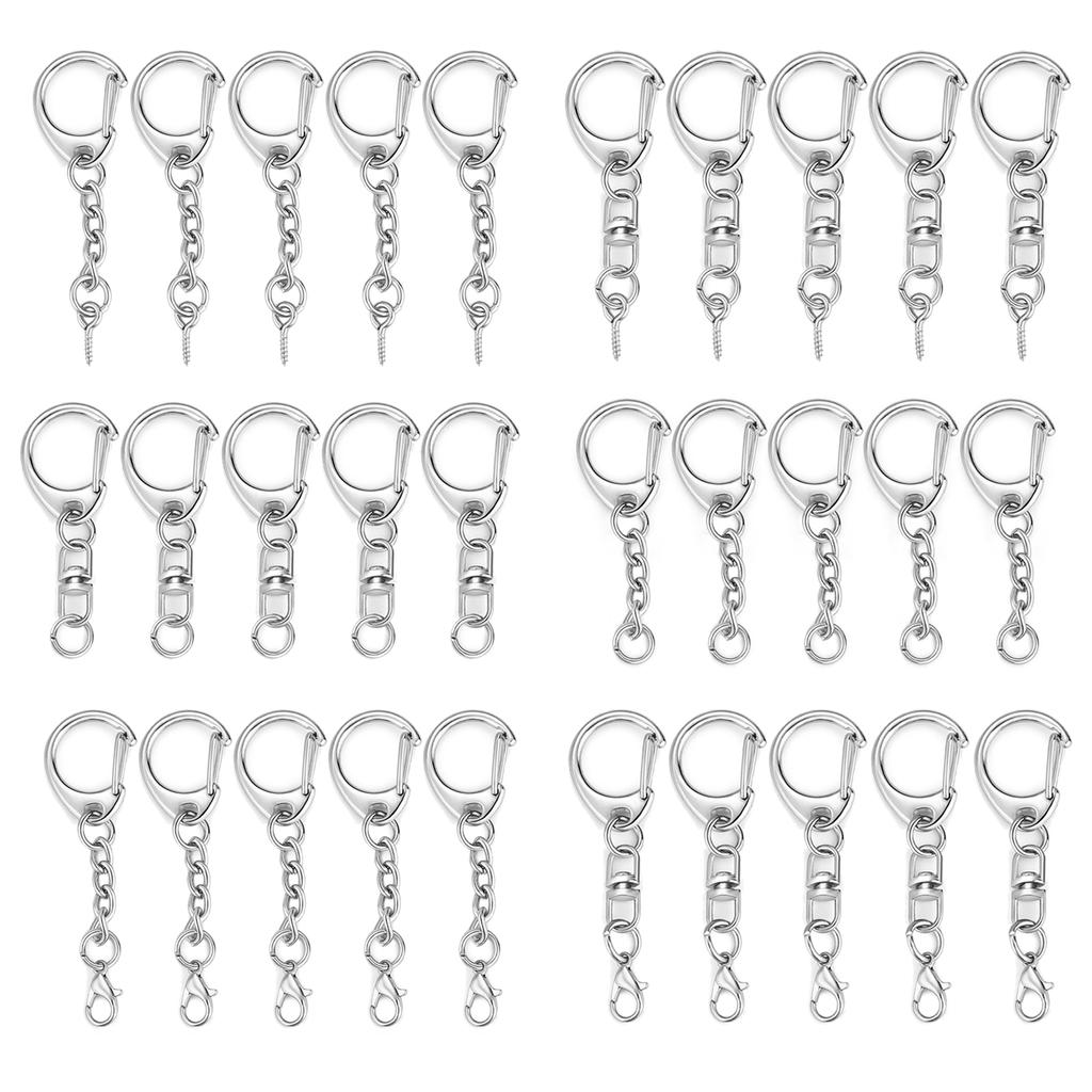 5/10pcs Lobster Clasp Key Ring Keychain C Shape Clasps Connector Hook For DIY Zircon Making Finding Key Chain Accessories