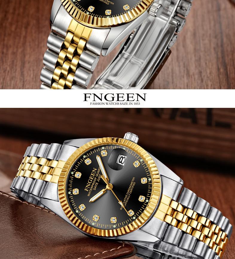 Tycoon Gold Waterproof Couple Watch: Stylish Gold Watches for Men and Women