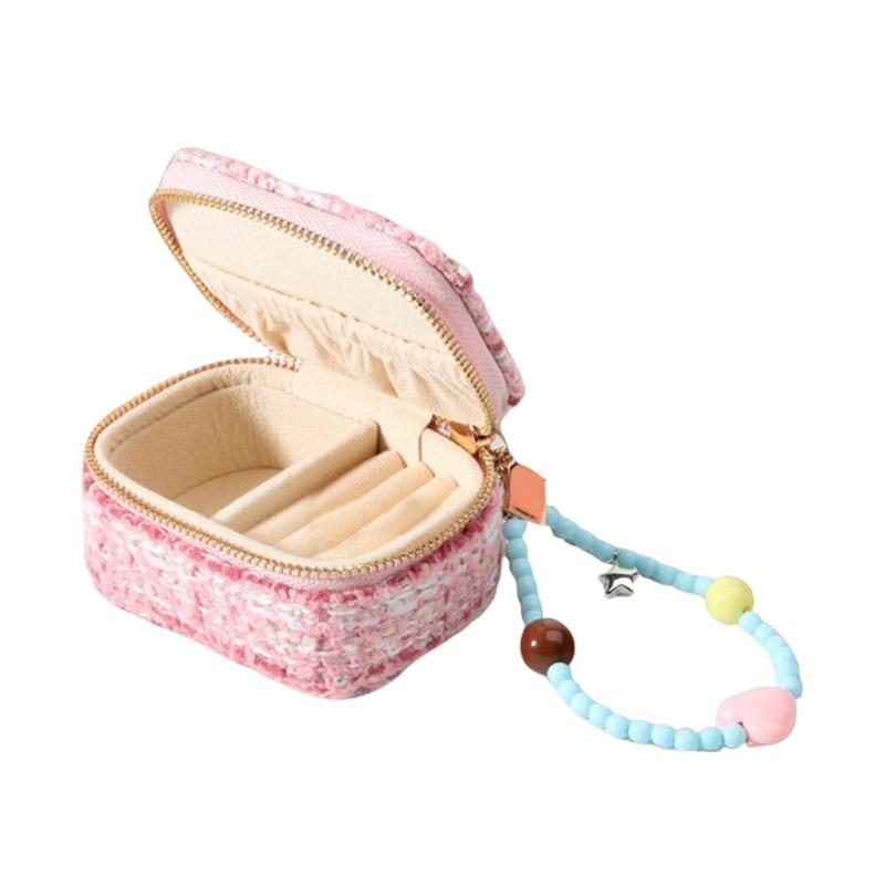 

Portable Miniature Jewelry Storage Box Convenient Jewelry Organizers Sturdy Storage Case for Trips and Home Arrangement розовый