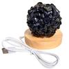 LED Lamp In Black Obsidian Tumbled Stones 7 - 8cm Diameter 400 Gr Approx