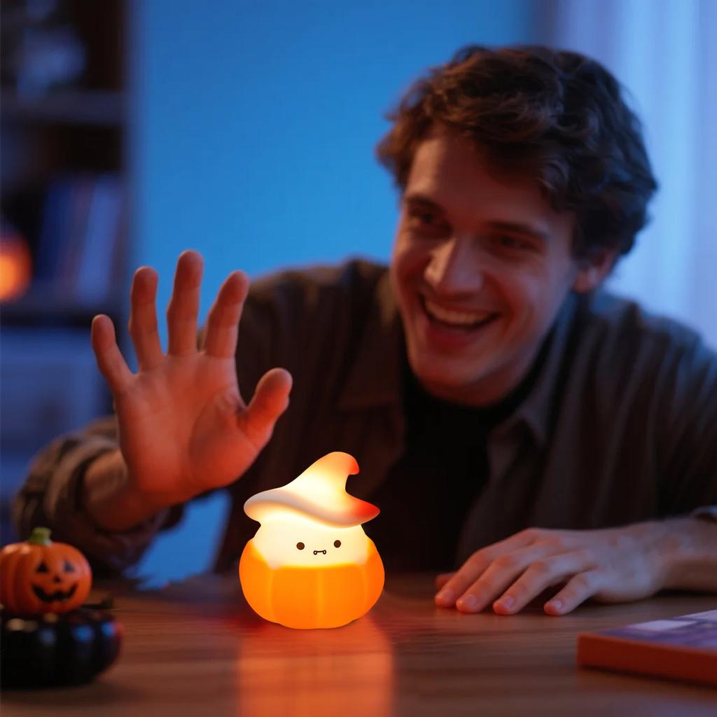 Pumpkin Night Light Halloween Silicone Pat Light USB Charging 3-speed Dimming Atmosphere Light