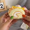 Cute Creative Swiss Roll Cake Plush Doll Toy Dessert Keychain Bag Pendant Backpack Hanging Ornaments Keyring Girl Birthday Gifts