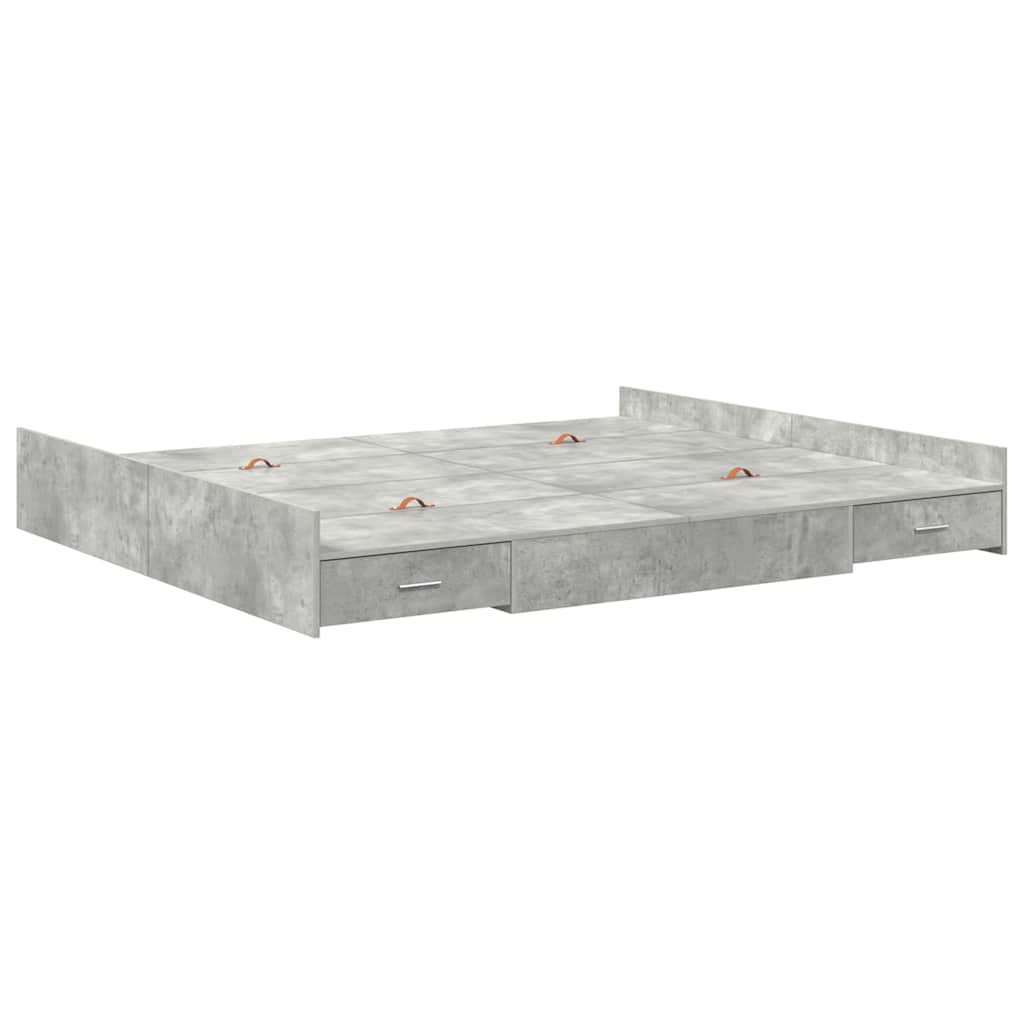 Storage Bed Frame Concrete Grey 180 X 200 Cm Particleboard