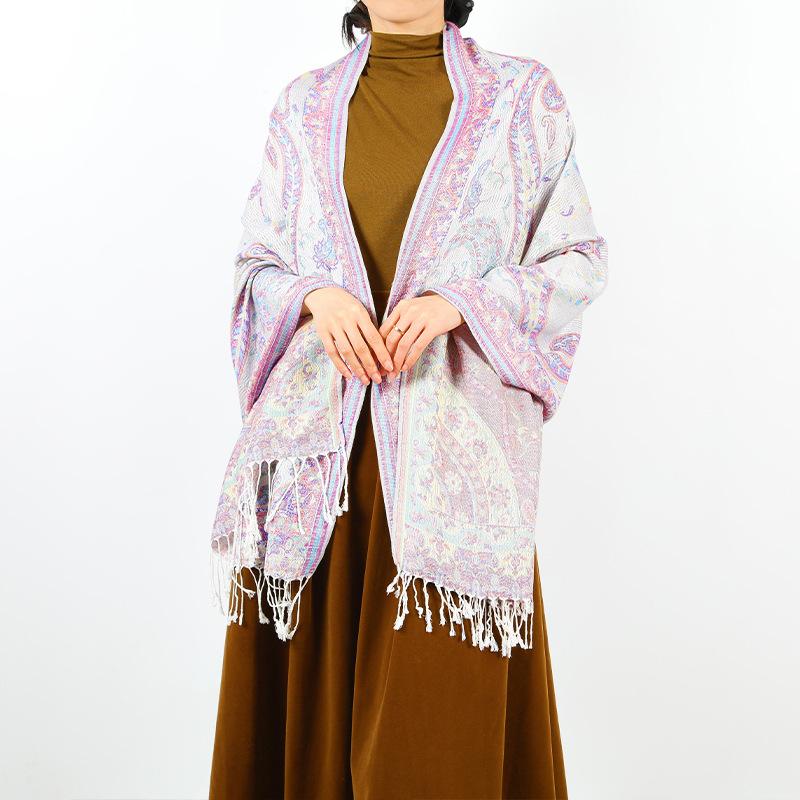 Luxury Silky Pashmina Shawl Women Paisley Jacquard Scarf Ethnic Style Cotton Print Scarves Soft Long Tassel Bufandas Wraps
