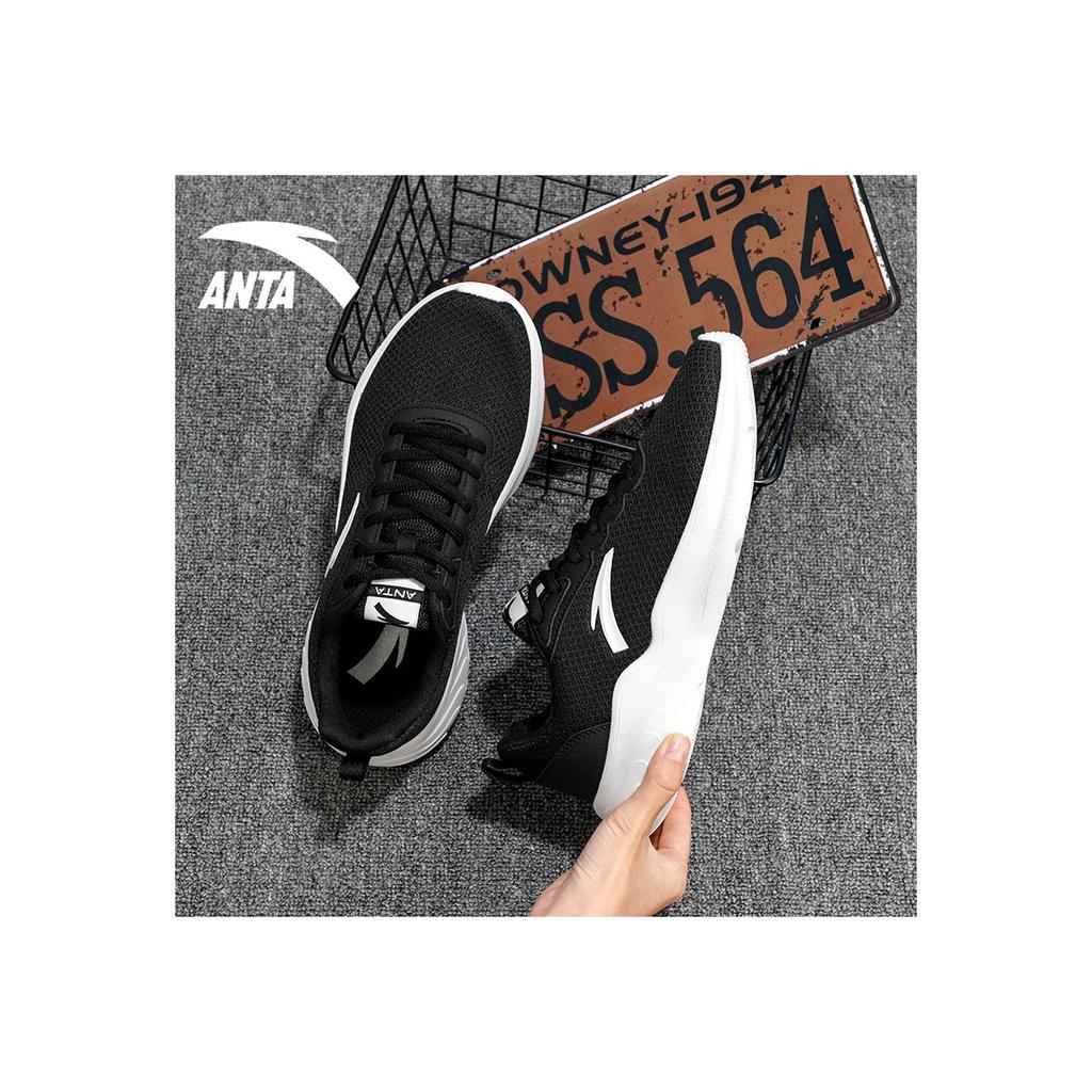 Anta Running Series Fabric Synthetic Leather Urban Running Non-Slip Wear-Resistant Low-Top Running Shoes Men Sneaker Black White 912345527--1