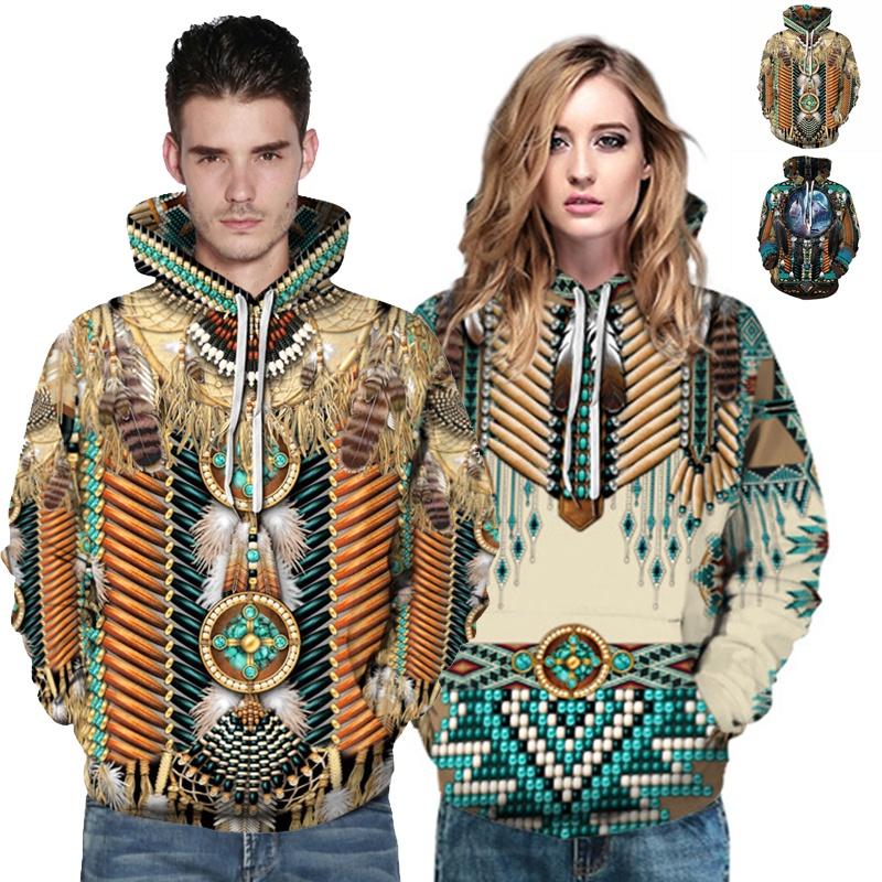 Indian Chief Native Tribal Totem Pullover Hoodie Jacket For Men And Women Warm And Soft