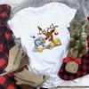 Suitable All Seasons New Cute Reindeer T Shirt Women Fashion Christmas Harajuku Short Sleeve T Shirt White Tshirt Tops Clothing