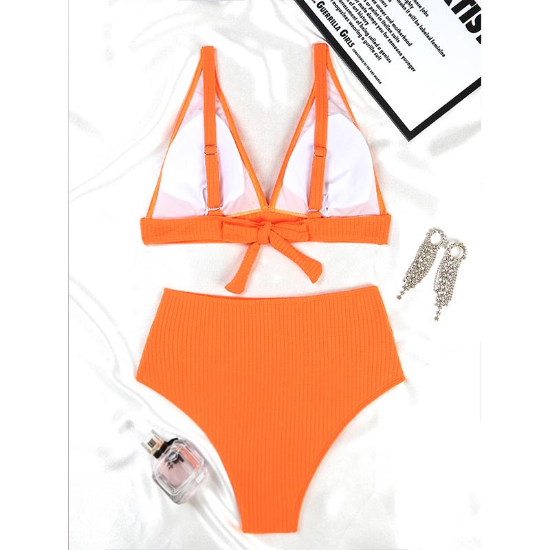 Women Two Piece Bathing Suit High Waist Swimsuit Summer Bikini Set Swimwear Clothes Solid Push Up Swimsuits