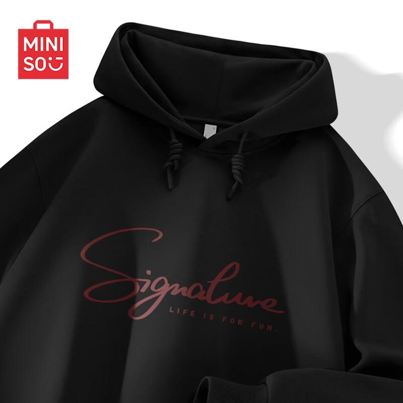 

MINISO Men s Casual Hooded Sweatshirt with Letter Print 3XL