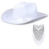Mens Western Cowboy Hat Bandana Set Cowgirl Hat and Fashionable Pattern Scarf One Size Fit for Most Men and Women