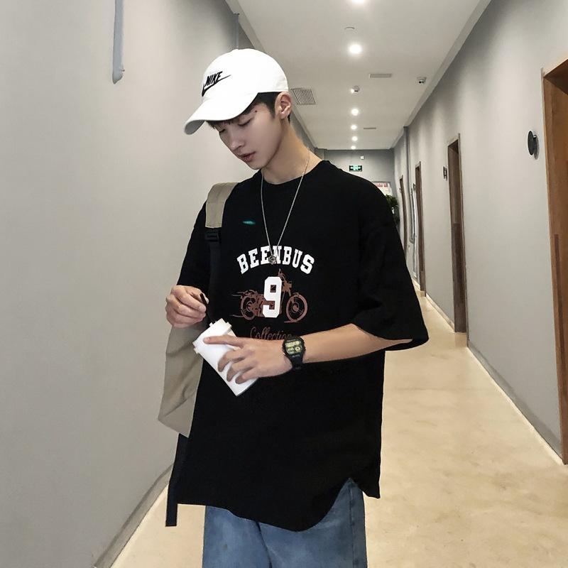 Simple T-shirt Men's Print Summer Trendy Printed Cotton Short Sleeved Loose Trendy Breathable T-shirts