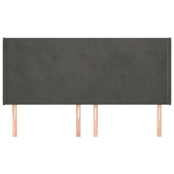 VidaXL Tête de lit avec oreilles Gris foncé 163x16x118-128 cm Velours3119355