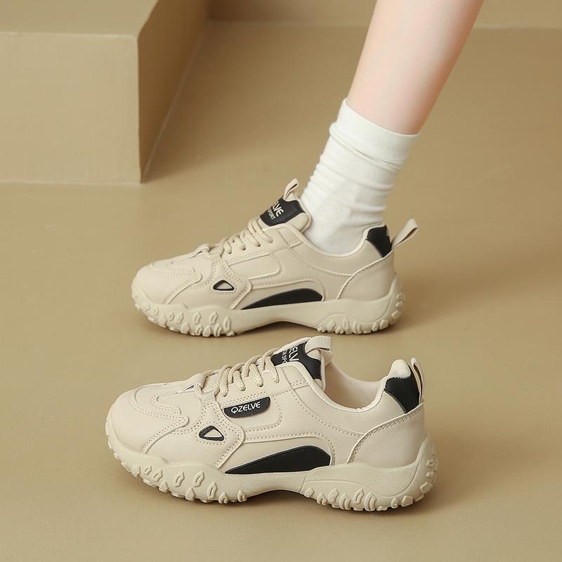 Modische CRLAYDK Sneaker für Damen Schnürschuhe Mode Komfortschuhe Lässige Leder Damen Walking Lederschuhe Anti-Rutsch Trainer