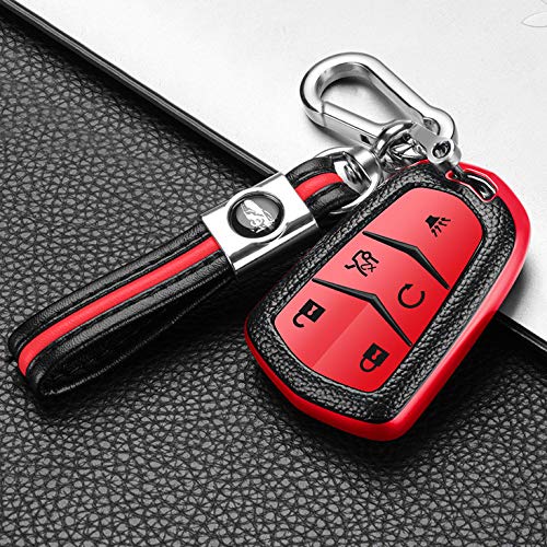 

ONTTO Cadillac Smart Key Case Key Cover Stylish Touch Key Holder for Escalade ATS червоний
