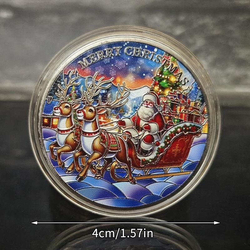 Christmas Eve Commemorative Coin, Santa Claus Commemorative Coin, Color Printed Commemorative Medal, Holiday Christmas Gift