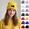 Warm Embroidered Cat Knitted Hat Cute Knit Cap Retro Winter Caps  Winter