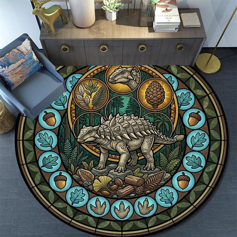 Dinosaurier-Fossil Glas Rund Teppichboden Unter Bürostühlen Schlafzimmer Wohnzimmer Heimdekoration