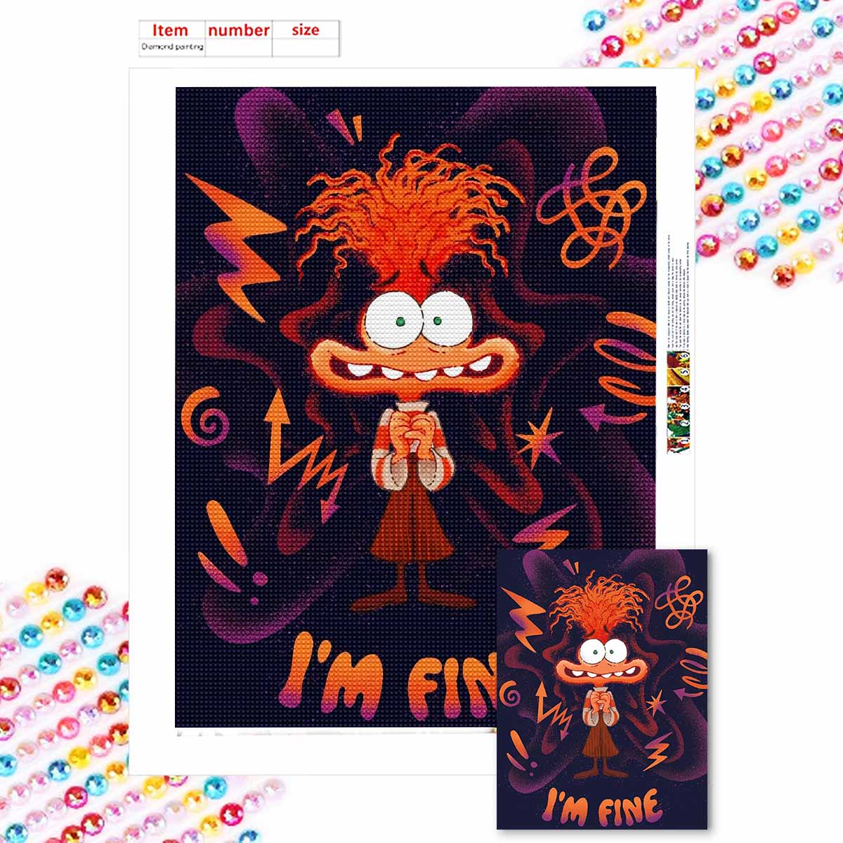 

DIY Diamond Painting I m Fine Cross Stitch Kit Mosaic Art Diamond Painting Full Circle Diamond Home Decoration Round 20x30cm