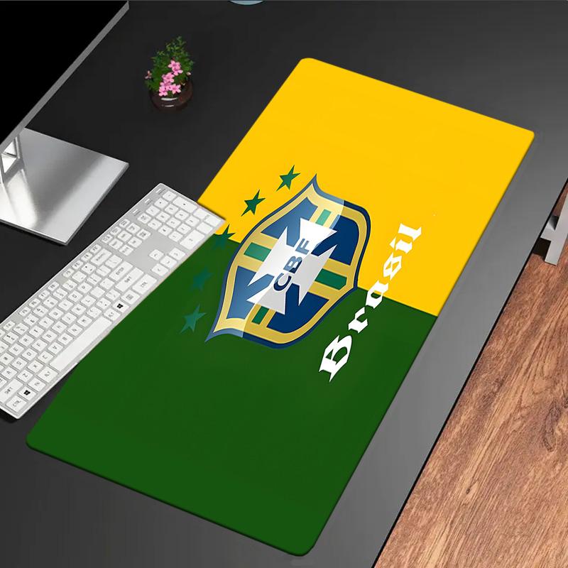 Brazilian Football Federation Emblem mouse pad, rubber base, esports desk mat, mouse pad for gamers and office use, gaming desk , easy to clean mat