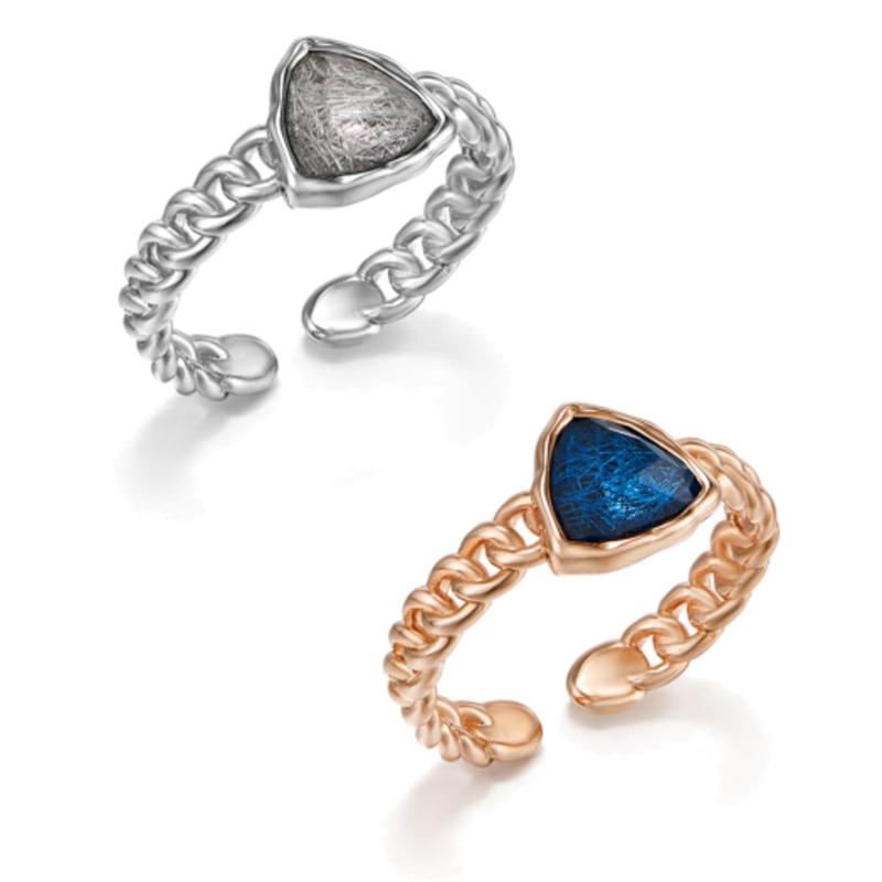 

ELLE Jewelry Pointed Crystal Open Ring ELBRWR107 white