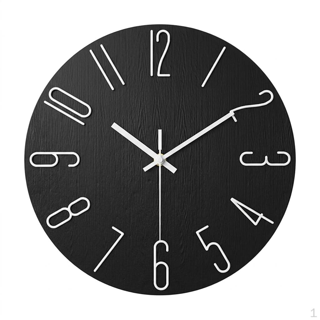12 Inch Wall Clock, Modern Silent Clocks Battery Operated, Home Living Room Bedroom Kitchen