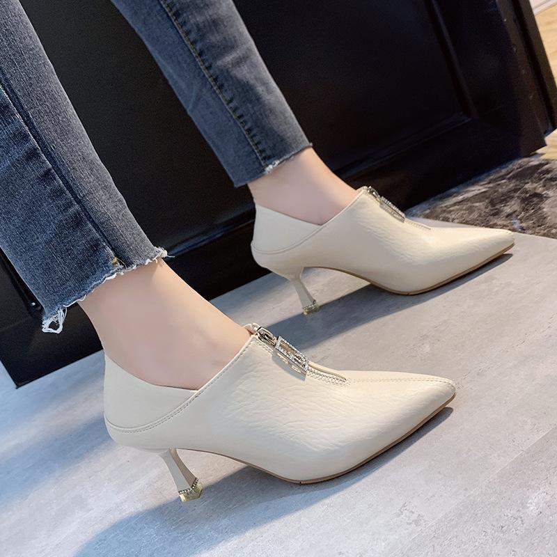 High heels thin heels autumn and winter new pointed single boots lightweight fashion short boots Martin boots bare boots