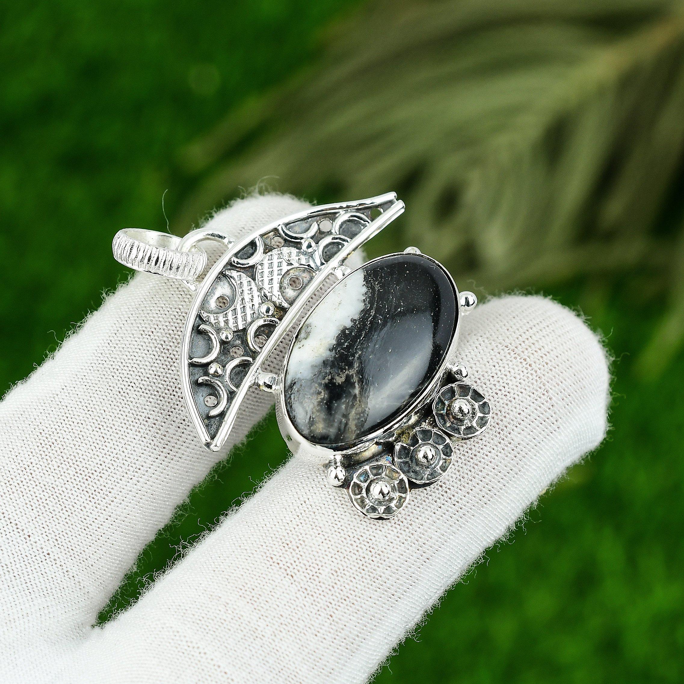 

Natural Zebra Jasper Gemstone Jewelry 925 Sterling Silver Pendant For Women