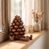 Handheld Flexible Hinge Figurine 3D Printed Pinecone & Leaf with Posable Jointed Legs, Decoration Articulated Desktop Decor, Forest-Themed Shelf