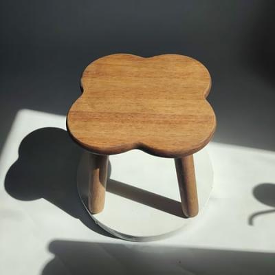 Pinyunxuan Wooden Cloud-Shaped Children's Chair, Mini Stool, Round Chair, Low, Small Chair, 24x24cm, Footrest, Flower Stand, 80kg Weight Capacity,