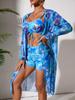 Digital Print Sun Protection High-Waisted Swimsuit Set