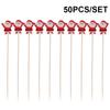 50/100Pcs Disposable Christmas Fruit Picks Santa Claus Fruit Salad Bamboo Sticks  Dessert