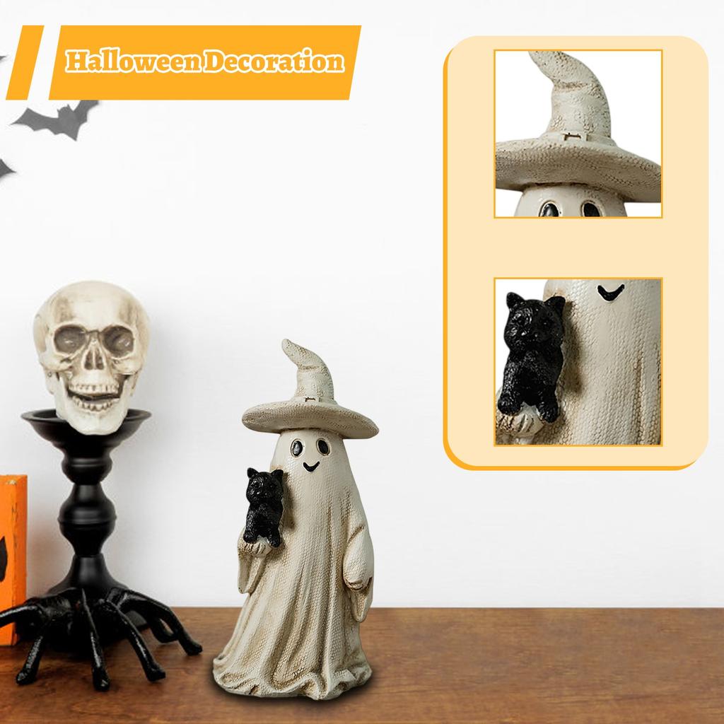 Halloween Cartoon And Cat Figurines – Holiday Tabletop Decorations For Home And Party Atmosphere