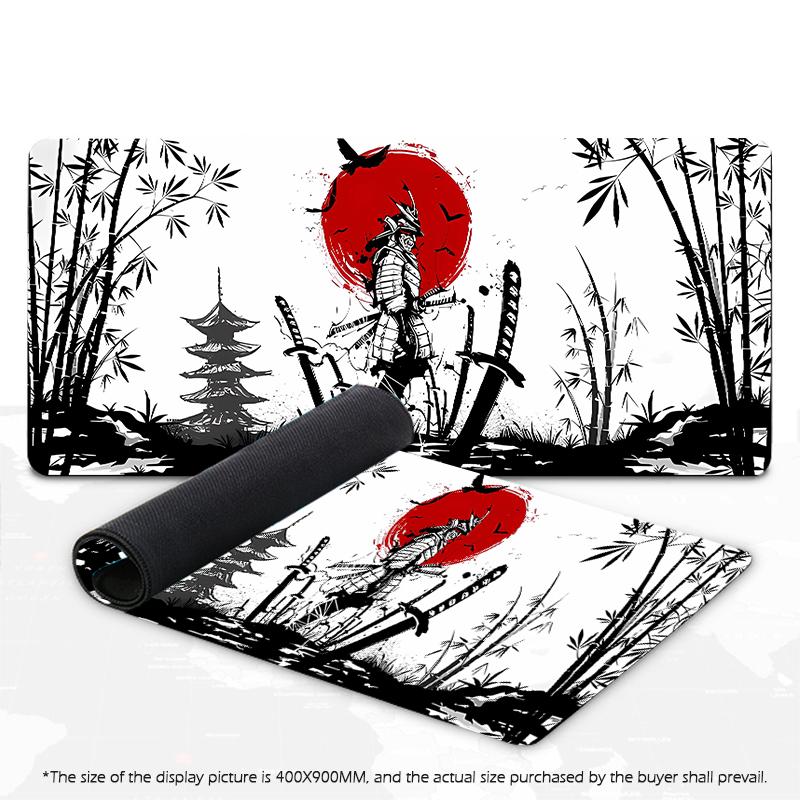 

Samurai Warrior Mouse Pad Gamer Computer Accessories Keyboard Table Mat Black Mousepad Company Gaming Laptop Desk Accessory Pc 400X900X3MM