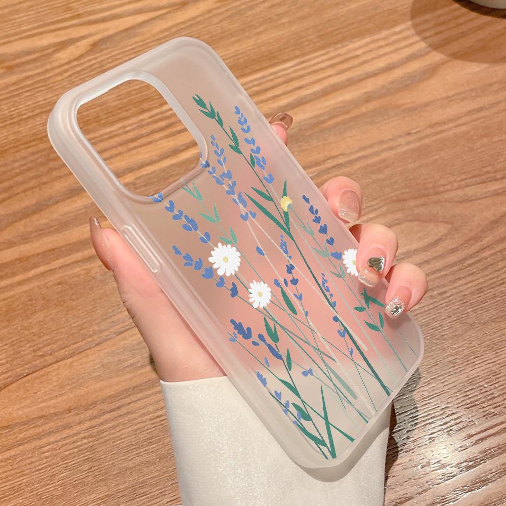 Mobile Phone Cases for iPhone 11 13 15 Pro Max 12 14 Pro Max Case iPhone 16 15 Plus 13 Pro 12 Frosted Texture Painted Cartoon Flowers