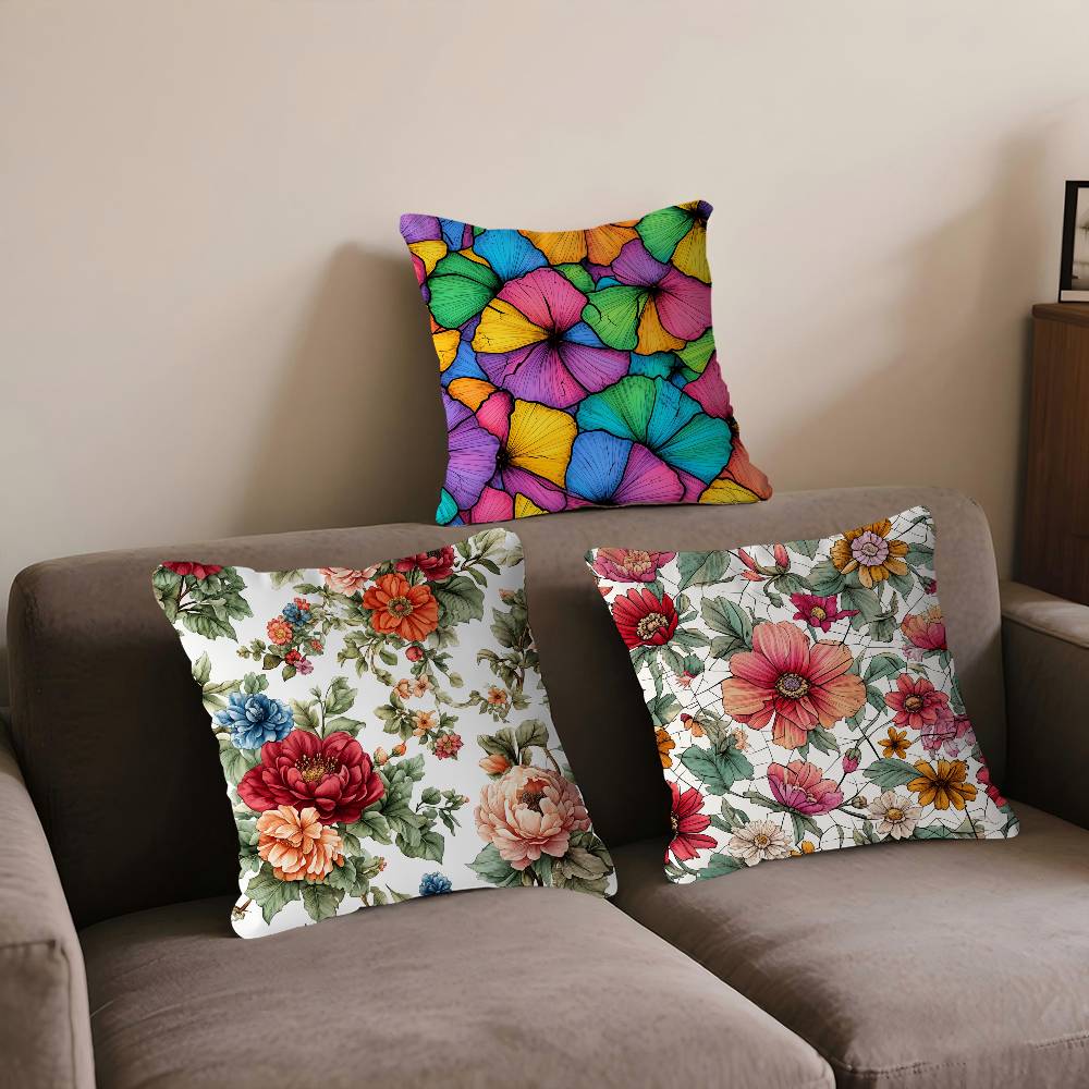 Elegant And Gentle Floral Print Pillow Cover Sofa Cushion Cover Home Room Decoration Children Gift