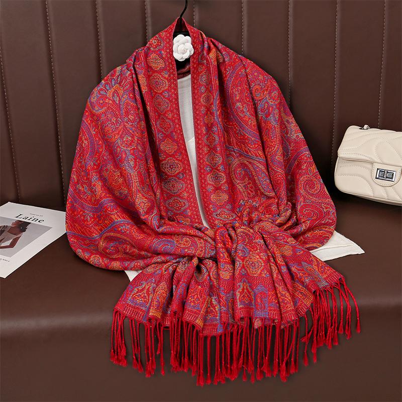 New Fashion Winter Warm Thick Soft Cashmere Pashmina Luxury Brand Jacquard Scarf Women Neckerchief Bandana Shawl Headband