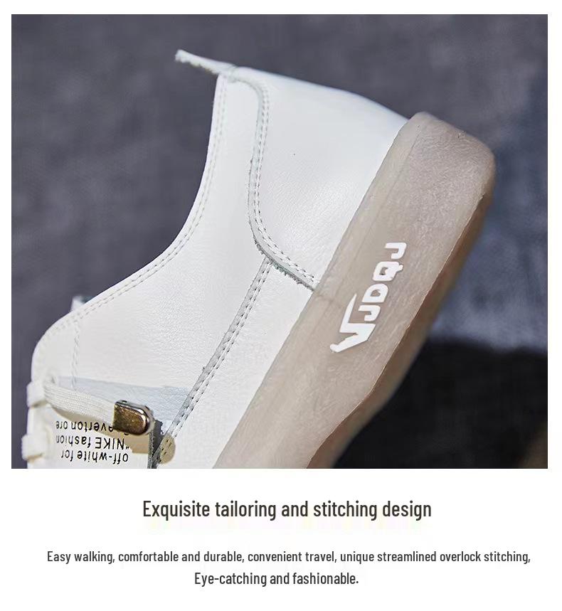 Women's White Leather Slip-On Sneakers - 2025 Spring/Summer Breathable Mesh, Soft Sole Casual Shoes