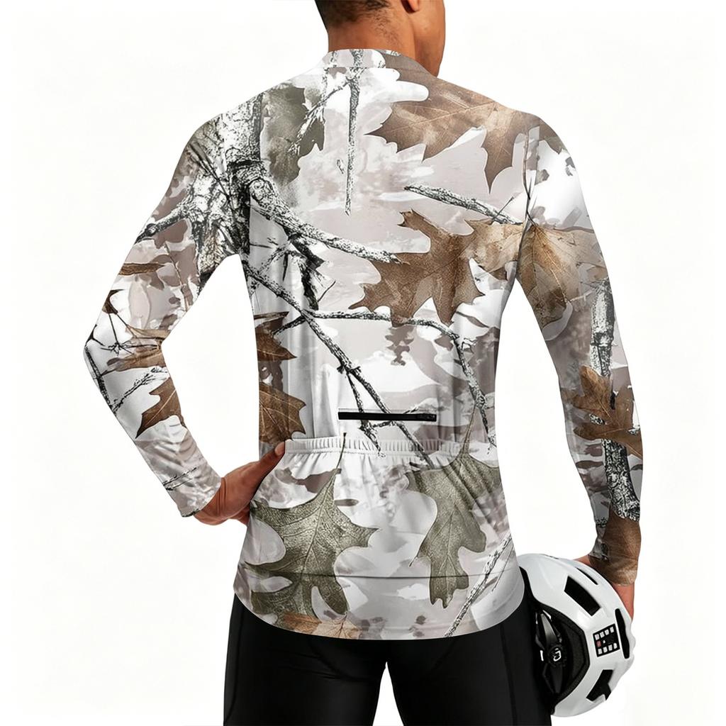 Heren Lange Mouw Fietsjersey Ademend Sneldrogend Stof Halve Rits Pullover Lichtgewicht Atletisch Shirt voor Buitensporten