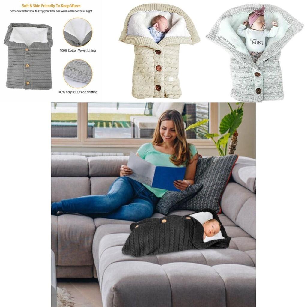 Hochwertiger Baby-Schlafsack mit Lammwolle, Säuglings-Swaddle, Kinderwagen-Wrap, Gestrickte Decke