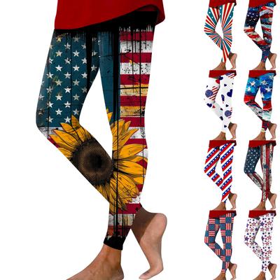 Γυναικείο Casual Μόδα Εξωτερικού Χώρου Ημέρα Ανεξαρτησίας Τυπωμένο Στενό Ελαστικό Παντελόνι Γιόγκα Κοντό Παντελόνι