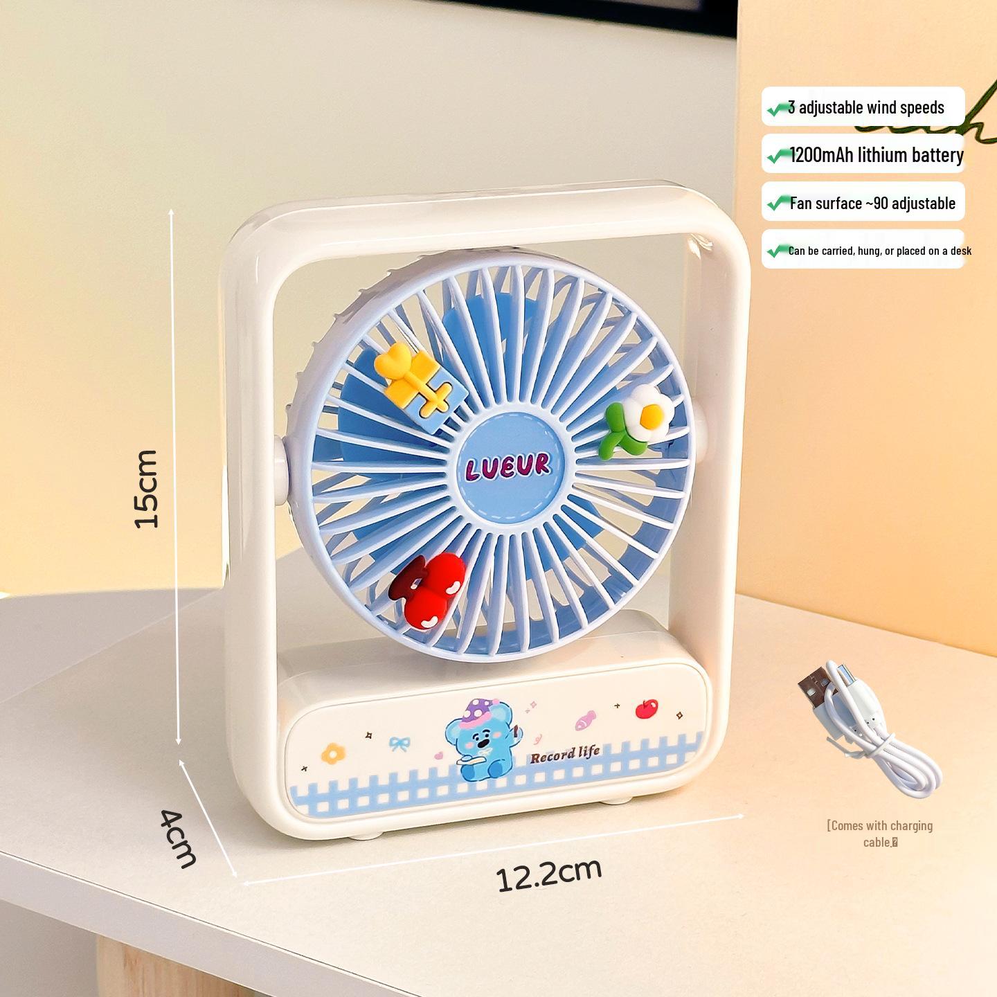 

Dopamine Summer Rechargeable Silent Desktop Fan - High Wind Power, Compact & Cute for Students Refer to Image