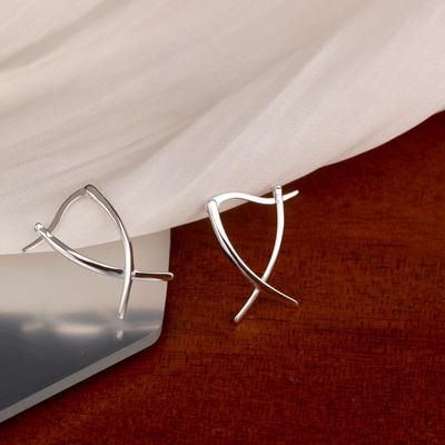 Geometric Cross-line Ear Buckle Temperament Cool Style Exaggerated Earrings New Year's Earrings