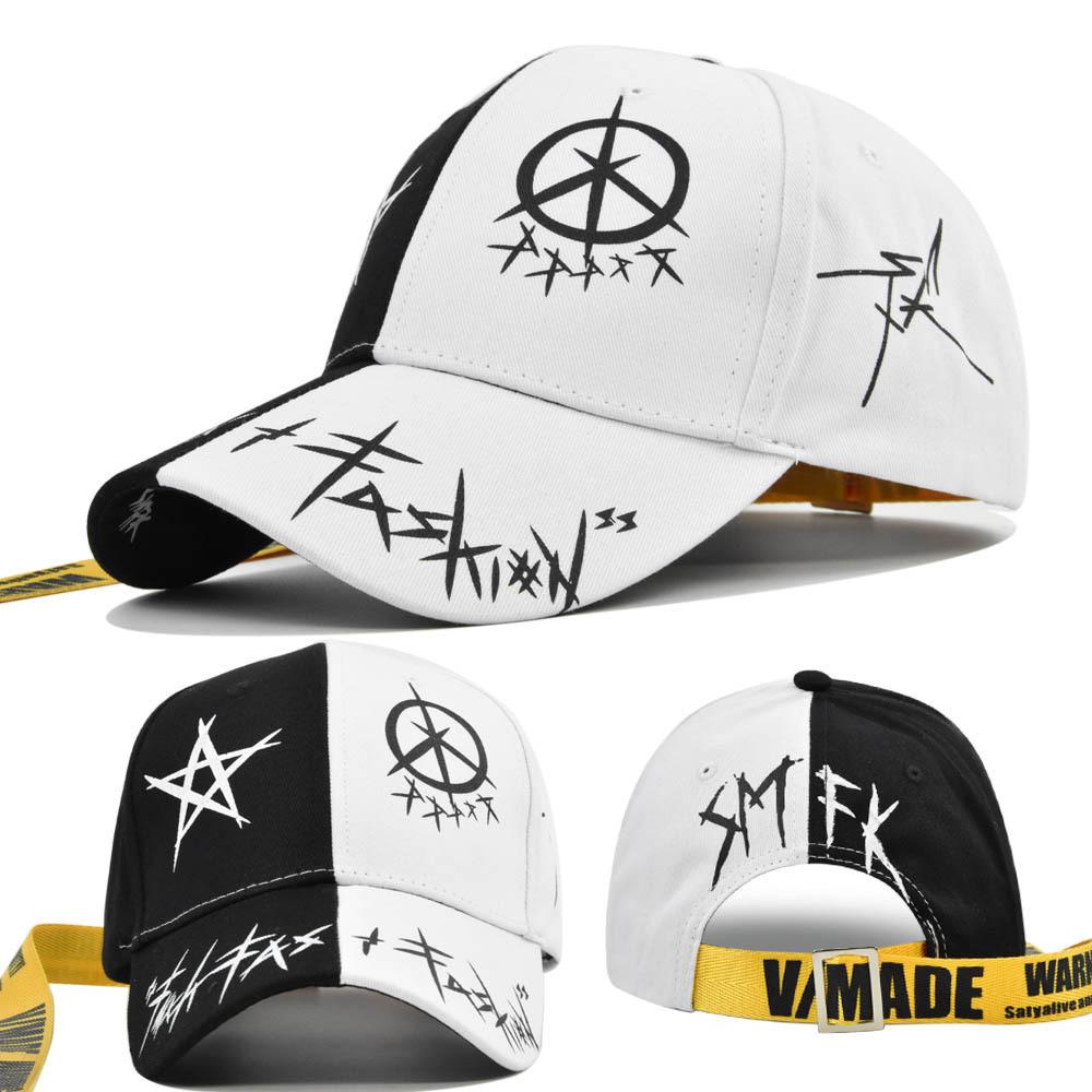 Five Cap Baseball Pointed Star Letters Printed Graffiti Long Strap Duckbill Cap