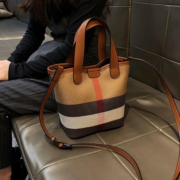 Super Fire Luxusní Kostkovaná Módní Kbelíková Taška Dámská Přenosná Všestranná High-End Taška přes Rameno Messenger