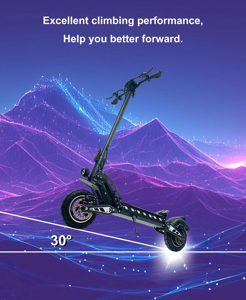 E-Scooter DriveTron DT10 Faltbarer Elektroroller für Erwachsene, 50km/h Elektrischer Tretroller, 1000W Skateboards, 48V 15.6Ah Kickboard