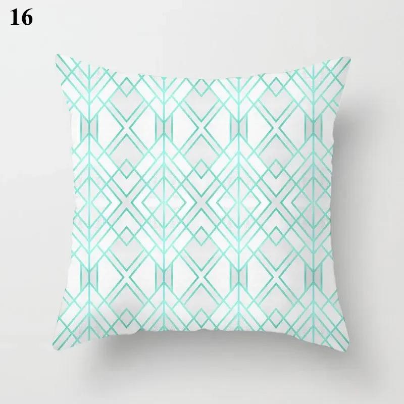 Housse de coussin géométrique, décoration de lit moderne, vert menthe, bleu, pour canapé élégant