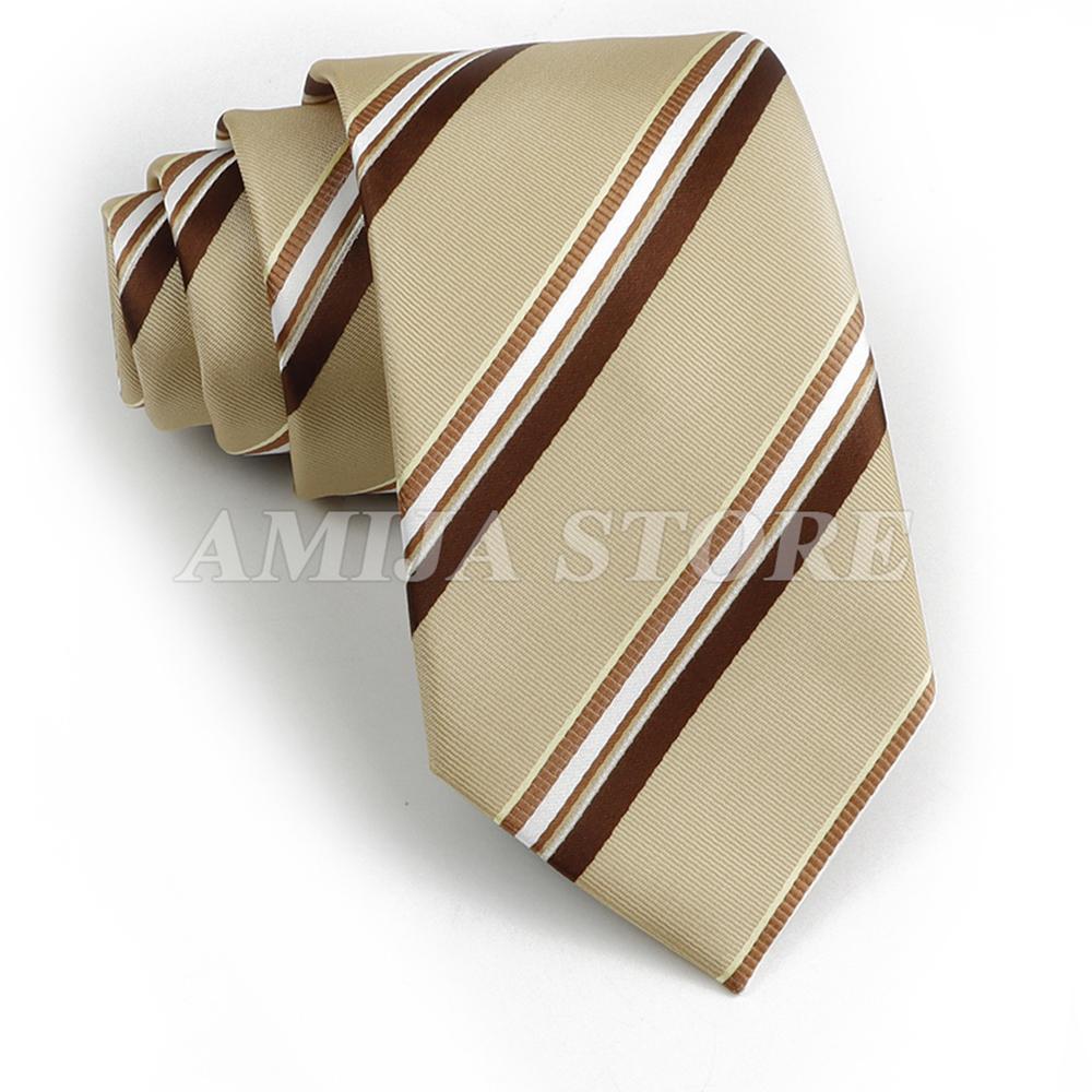 Men's Fashion Tie 7.5cm Tie Sage Green Orange Stripes Ties Business Meeting Suit Wedding Party Office Tie Men's Gift  Accessorie