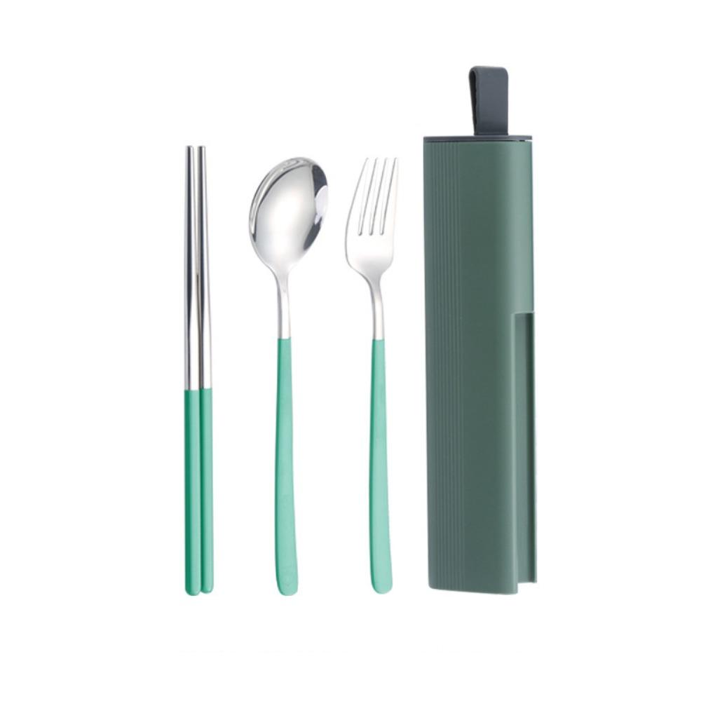 2/3Pcs Pull-out Cutlery Box Stainless Steel Tableware Set  Travel Use