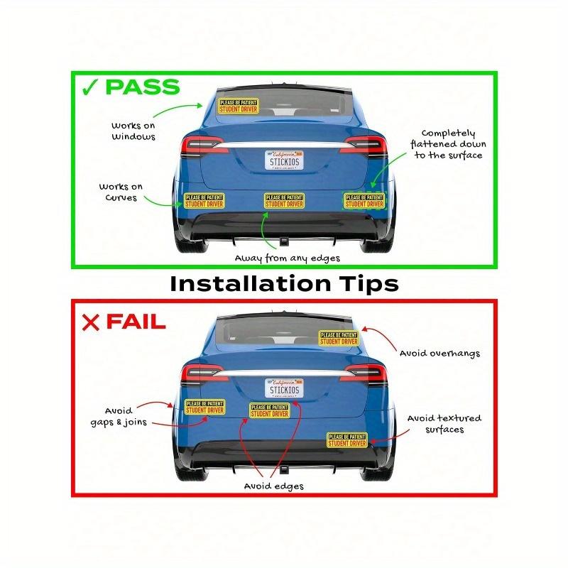 Samolepky pro začínajícího řidiče, 10,3x4 palce, Odnímatelné samolepky na auto a okno pro studenty, začátečníky v řízení, DIY, PVC samolepky