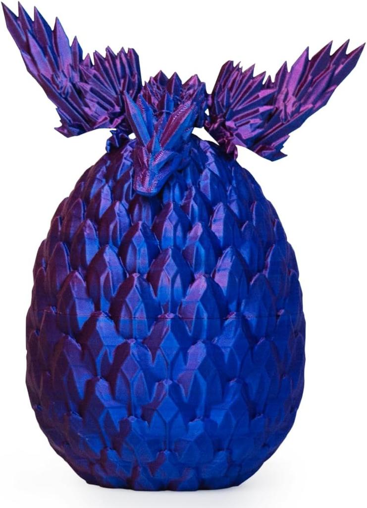3D Printed Dragon In Egg, Articulated Crystal Dragon Fidget Wings Easter Basket Stuffers, Stress Relief Desk